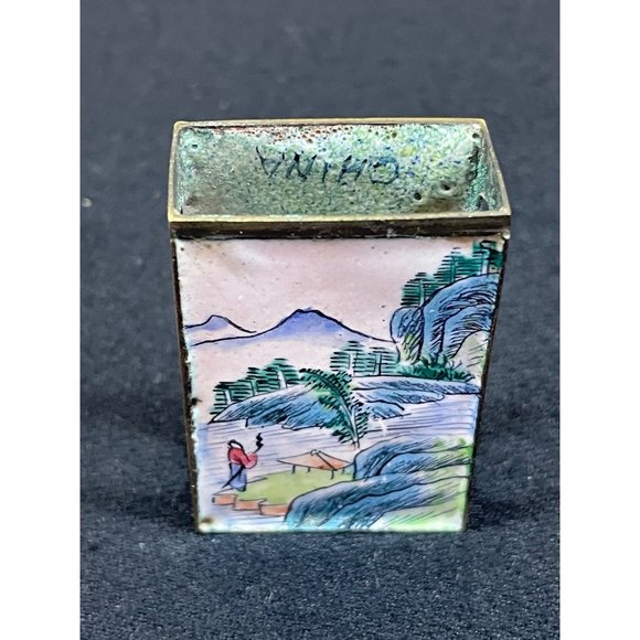 Antique Chinese Cloisonne Enamel Matchbox Beautiful Artistic Decorative - Picture 1 of 7